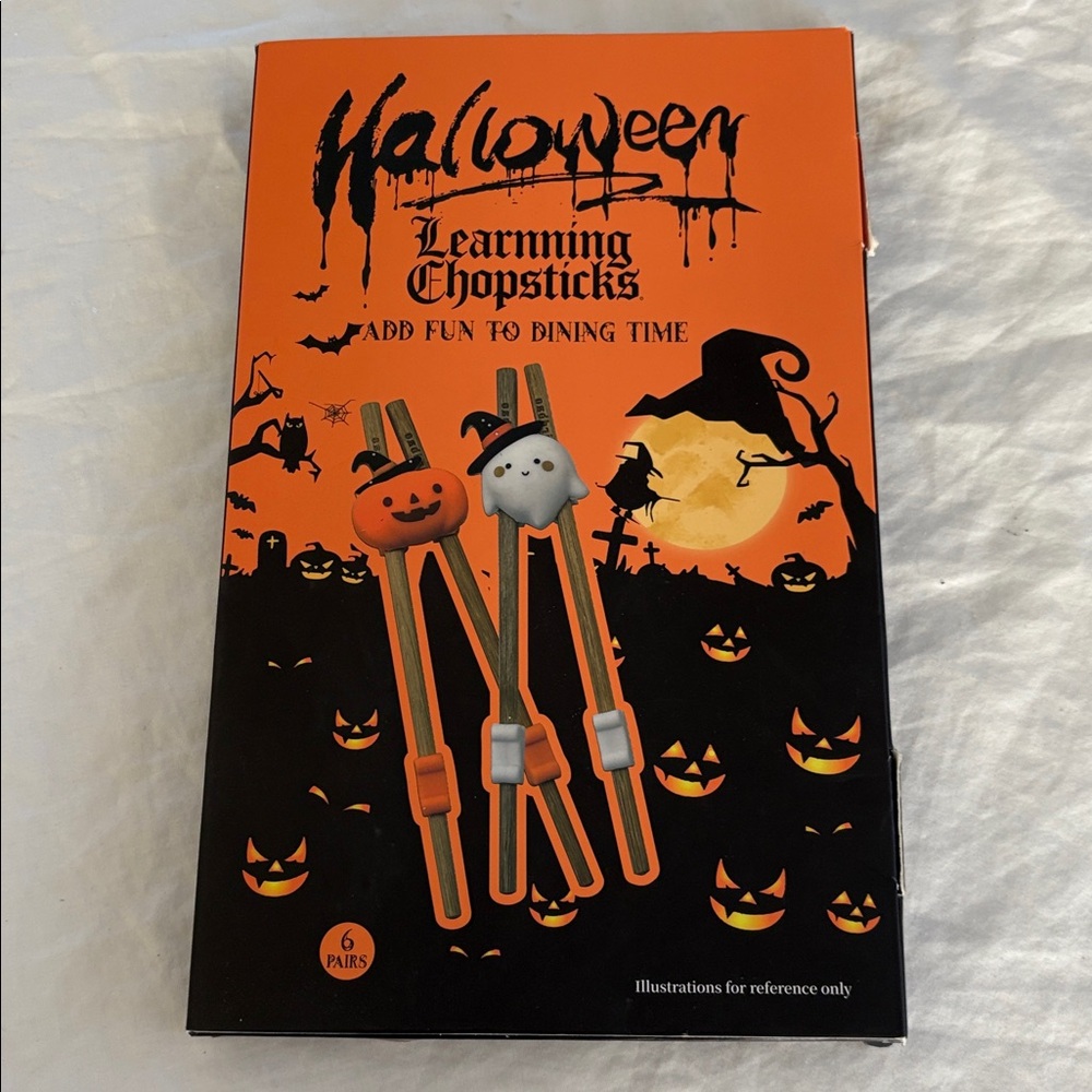 6 Halloween Learning Chopsticks w Toppers NIB